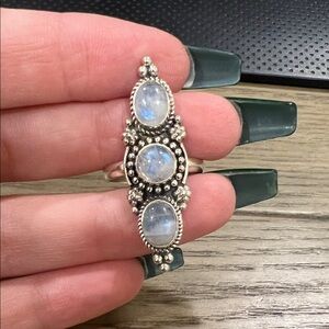 Triple Moonstone Sterling Silver Ring